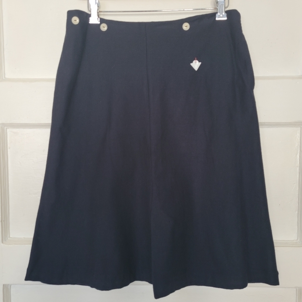 NWT YOSHI KONDO Paris 2569 Dark Navy A Line Skirt Size L Style is called 'Heart'